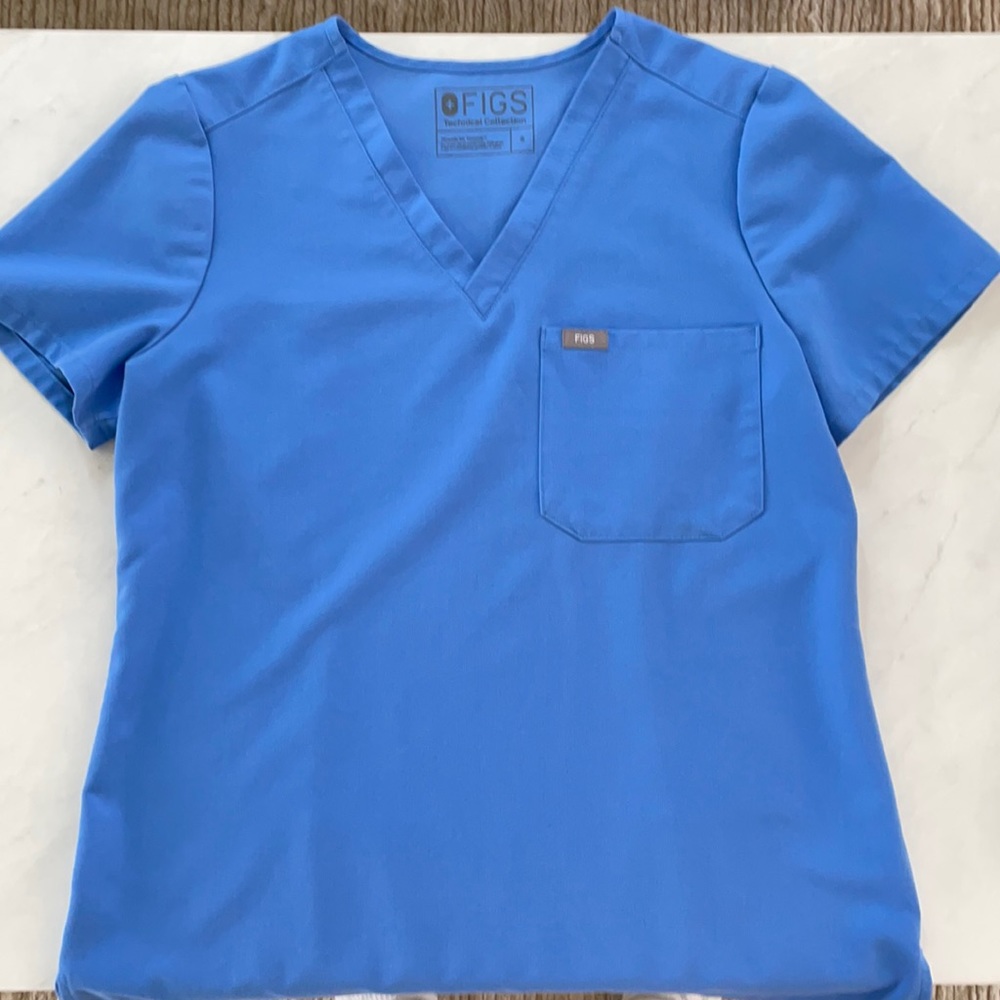 Figs size small scrub top ceil blue